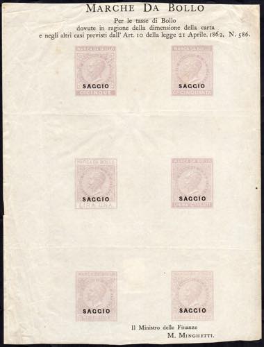 1863 - Foglietto con sei esemplari ... 