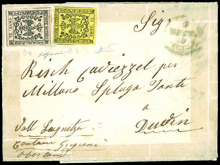 1859 - 15 cent. giallo, 25 cent. ... 