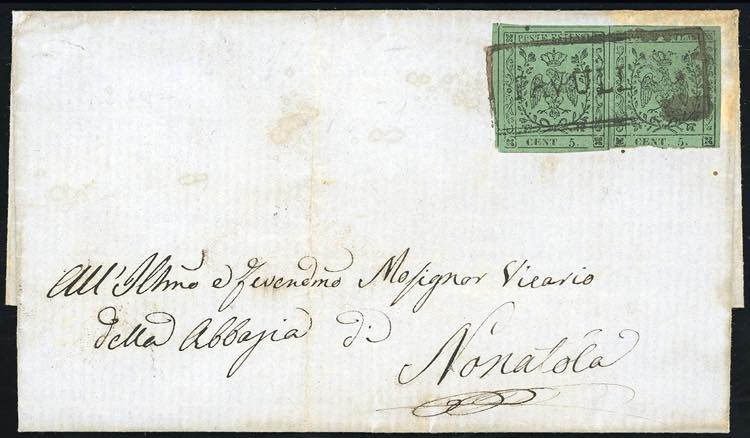 1859 - 5 cent. verde, punto dopo ... 