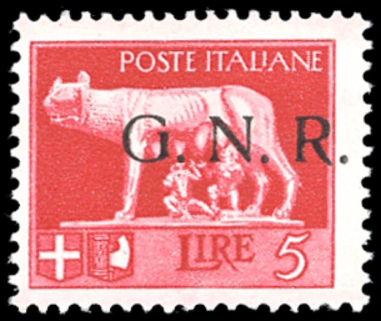 1943 - 5 lire soprastampa G.N.R. ... 