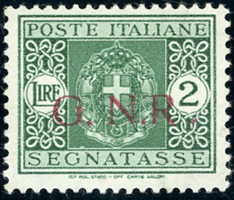 1943 - 2 lire soprastampa G.N.R. ... 