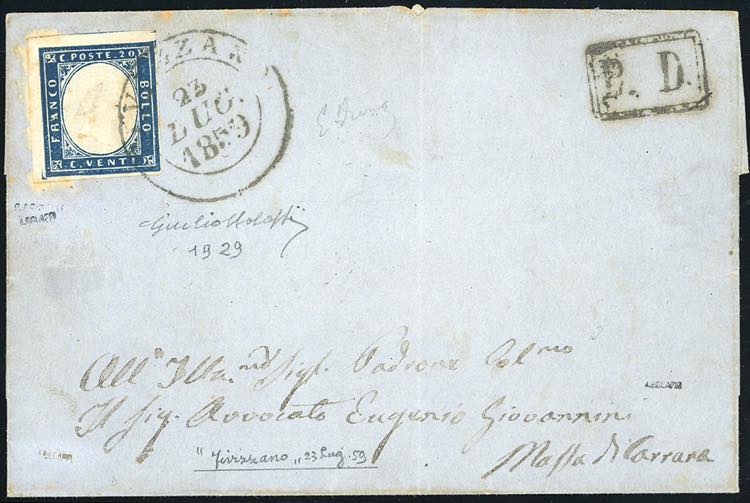 1859 - 20 cent. azzurro scuro ... 