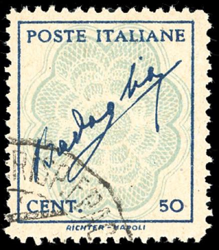 1944 - 50 cent. azzurro e celeste ... 