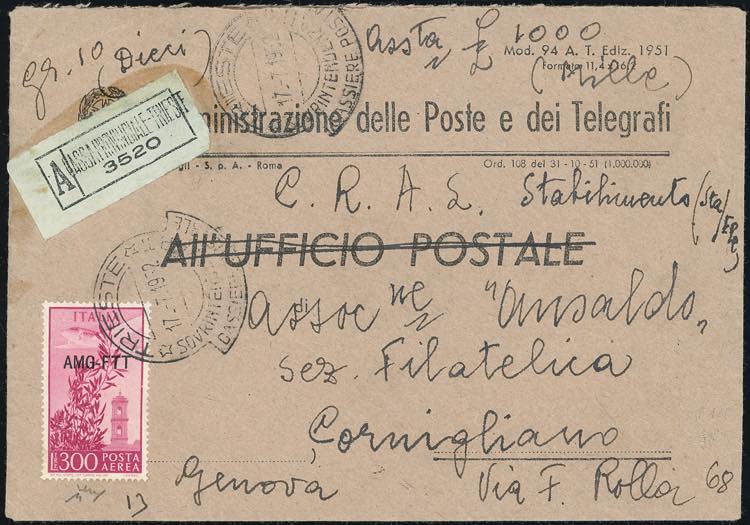 POSTA AEREA 1952 - 300 lire ... 