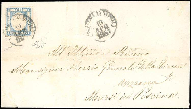 1861 - 2 grana azzurro chiaro, ... 