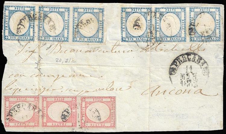 1862 - 5 grana rosa, striscia ... 