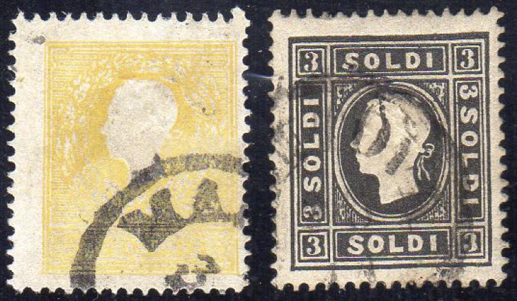 1858 - 2 soldi giallo, 3 soldi ... 