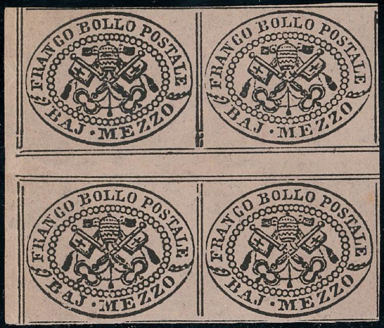 1852 - 1/2 baj grigio lilla (1c), ... 