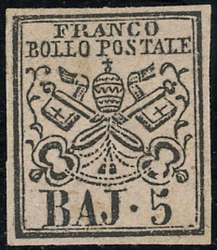 1852 - 5 baj rosa chiaro (6), ... 