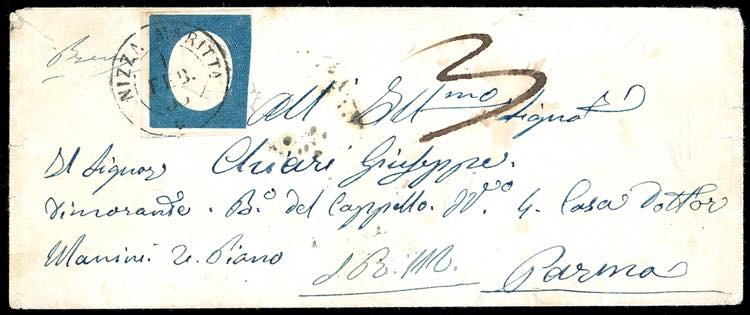 1855 - 20 cent. azzurro (8), tre ... 