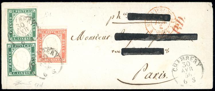 1856 - 5 cent. verde smeraldo, due ... 