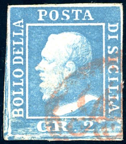 1859 - 2 grana azzurro, III tavola ... 