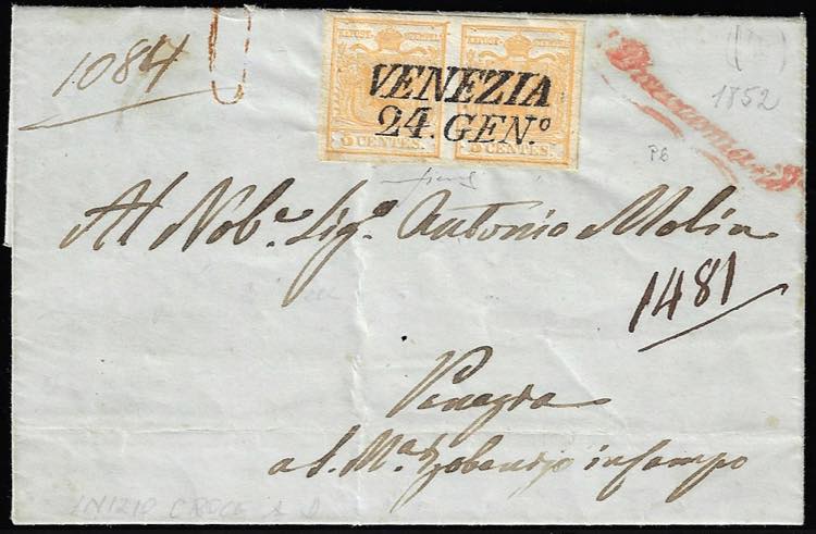 1852 - 5 cent. giallo ocra, ... 
