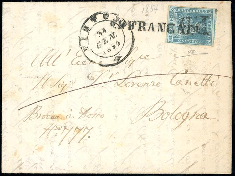 1854 - 2 crazie azzurro chiaro su ... 