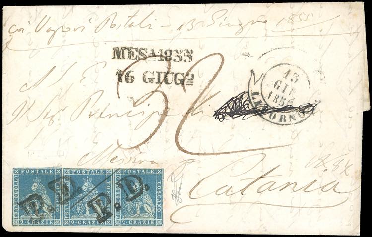 1855 - 2 crazie azzurro chiaro su ... 