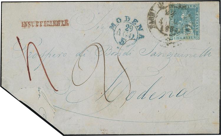 1854 - 2 crazie azzurro su grigio ... 