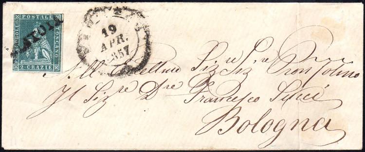 1857 - 2 crazie verde azzurro su ... 