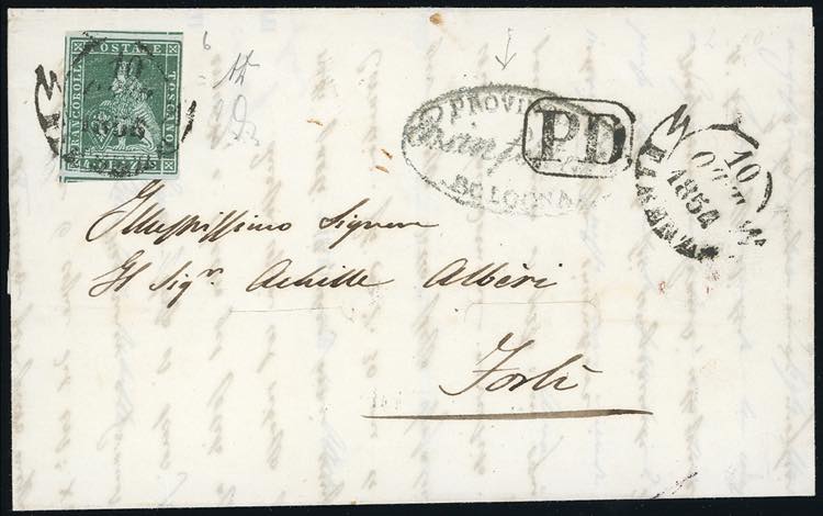 1854 - 4 crazie verde su grigio ... 