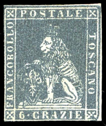 1851 - 6 crazie grigio scuro su ... 