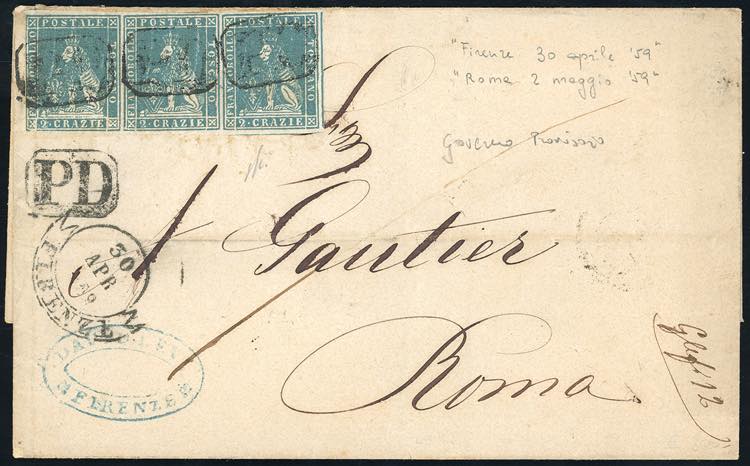 1859 - 2 crazie azzurro (13), ... 