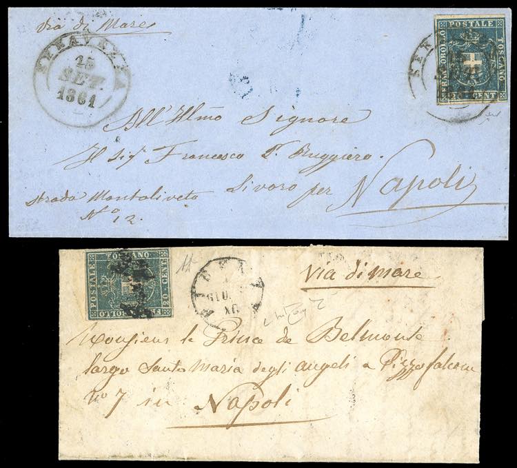 1861 - 20 cent. azzurro (20), due ... 