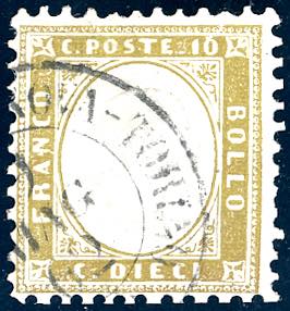 1862 - 10 cent. oliva chiaro (1b), ... 