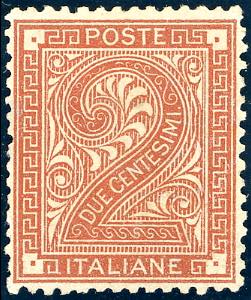 1874 - 2 cent. rosso bruno De La ... 