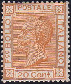 1877 - 20 cent. ocra arancio (28), ... 