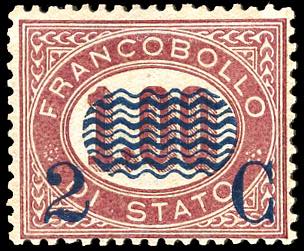 1878 - 2 cent. su 1 lira Servizio ... 