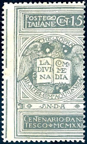 1921 - 15 cent. grigio Dante, non ... 