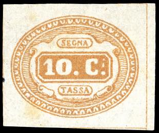 1863 - 10 cent. arancio (1b), ... 