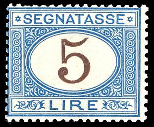 1874 - 5 lire azzurro e bruno ... 