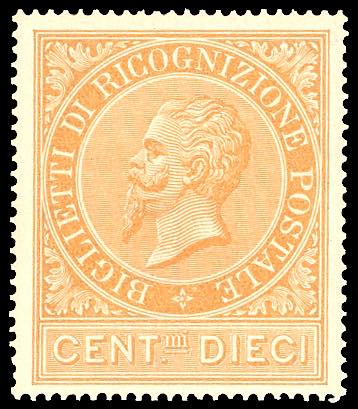1874 - 10 cent. ocra (1), discreta ... 