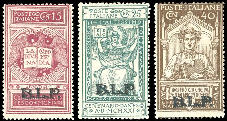 1922 - Dante, soprastampati BLP, ... 