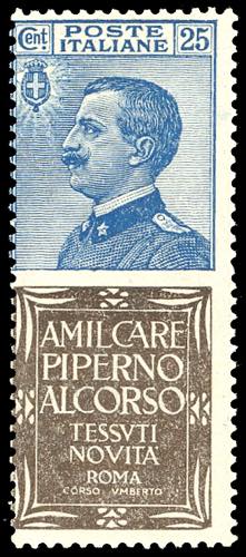 1924 - 25 cent. Piperno (6), gomma ... 