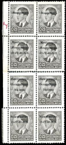 MONTENEGRO 1941 - 25 p. blocco ... 