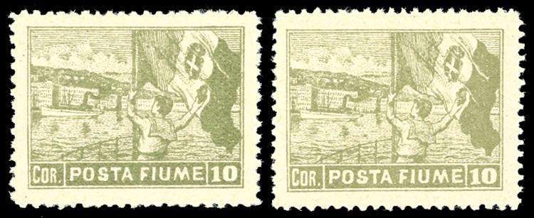 1919 - 10 cor. Posta Fiume, un ... 