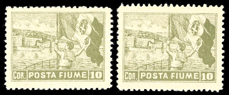 1919 - 10 cor. Posta Fiume, un ... 