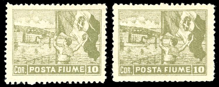 1919 - 10 cor. Posta Fiume, un ... 