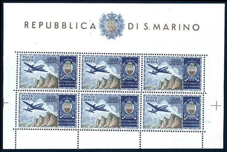 1954 - 1.000 lire Aereo, foglietto ... 