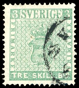 SVEZIA 1855 - 3 sk. verde (1), ... 