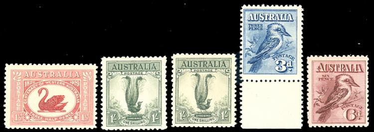 AUSTRALIA 1913 - Uccelli, 5 valori ... 