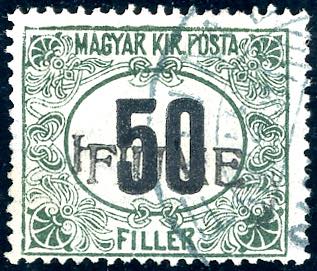 1918/19 - 50 f., filigrana C, ... 