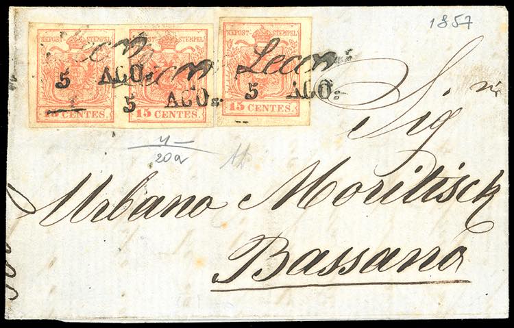 1857 - 15 cent. rosso vermiglio ... 