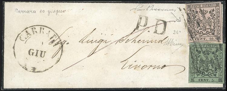 1855 - 10 cent. rosa, errore ... 