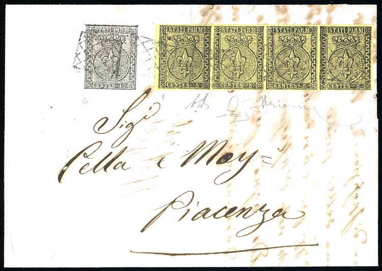 1853 - 5 cent. giallo arancio, ... 