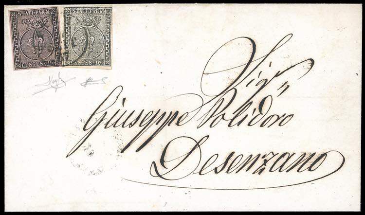 1857 - 10 cent. bianco, 15 cent. ... 