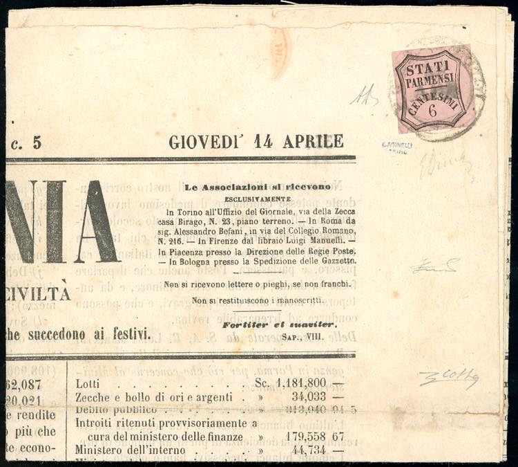 1859 - 6 cent. rosa vivo (1), ... 