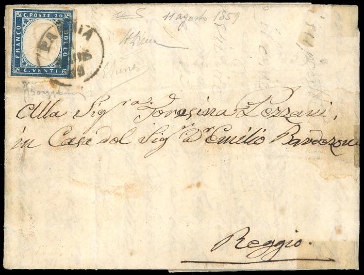 1859 - 20 cent. azzurro scuro IV ... 