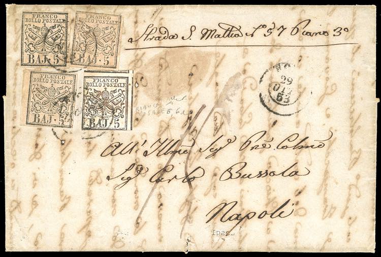 1853 - 5 baj rosa chiaro, tre ... 